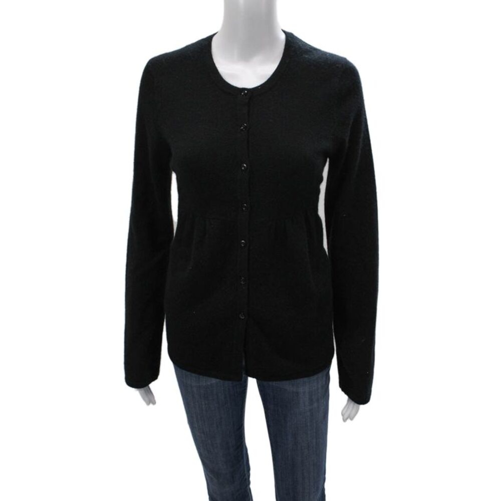 Simply Cashmere Womens Cardigan Black Cashmere Long Sleeve Size M